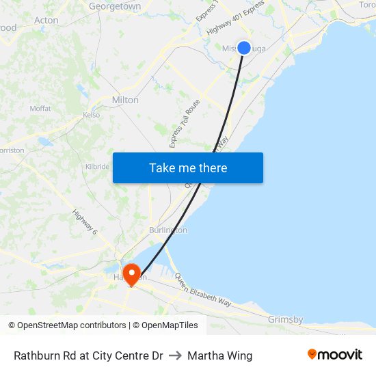 Rathburn Rd at City Centre Dr to Martha Wing map