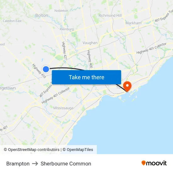 Brampton to Sherbourne Common map