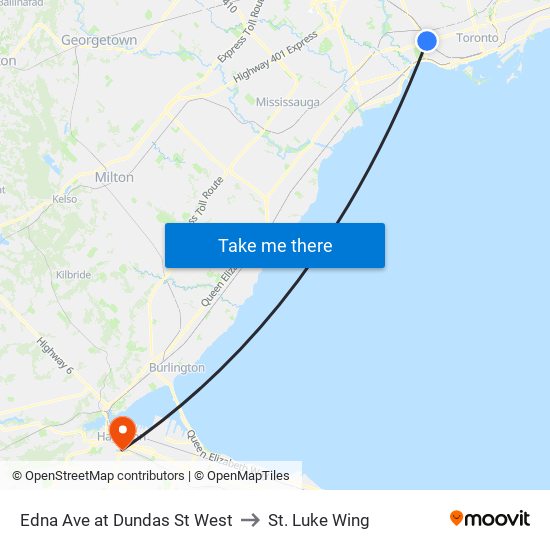 Edna Ave at Dundas St West to St. Luke Wing map