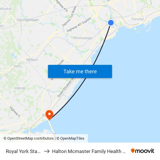 Royal York Station to Halton Mcmaster Family Health Centre map