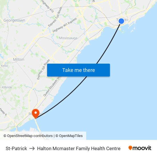 St-Patrick to Halton Mcmaster Family Health Centre map