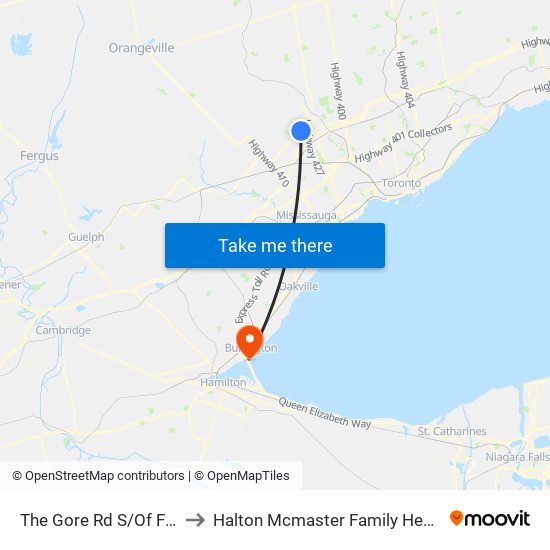 The Gore Rd S/Of Fogal Rd to Halton Mcmaster Family Health Centre map