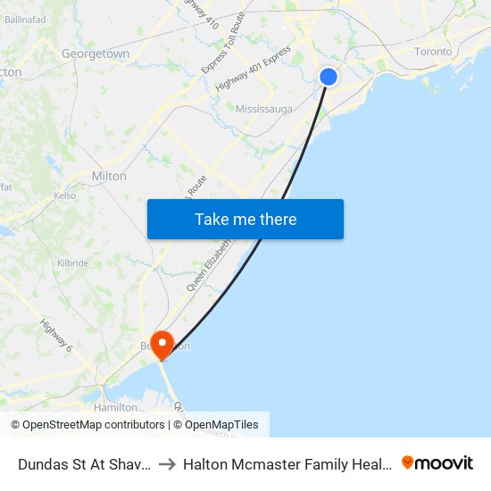 Dundas St At Shaver Ave to Halton Mcmaster Family Health Centre map