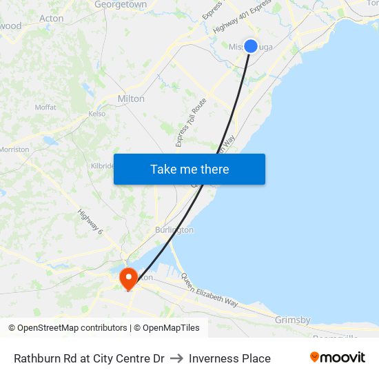 Rathburn Rd at City Centre Dr to Inverness Place map