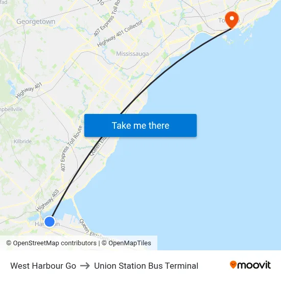 West Harbour Go to Union Station Bus Terminal map
