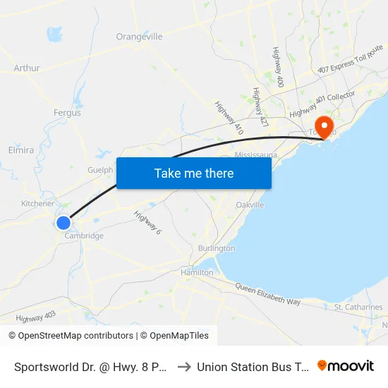Sportsworld Dr. @ Hwy. 8 Park & Ride to Union Station Bus Terminal map