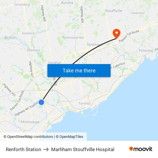 Renforth Station to Marhham Stouffville Hospital map