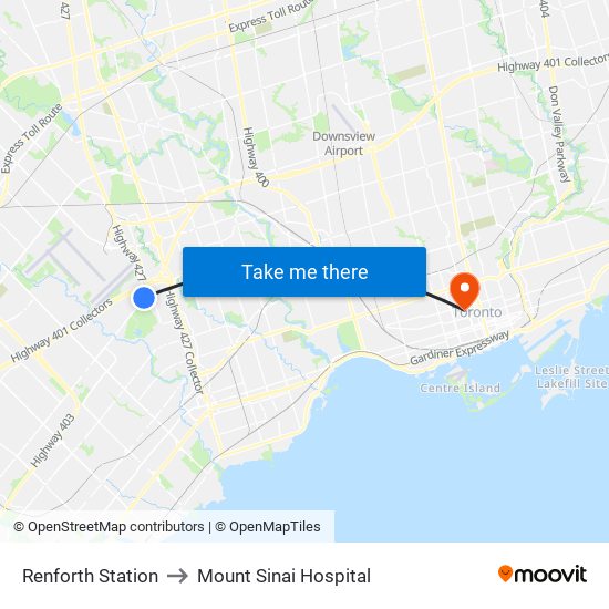 Renforth Station to Mount Sinai Hospital map