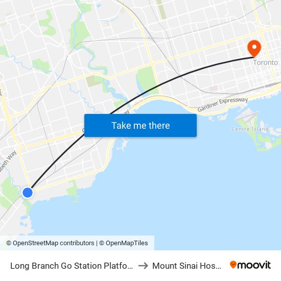 Long Branch Go Station Platform A to Mount Sinai Hospital map