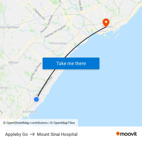 Appleby Go to Mount Sinai Hospital map