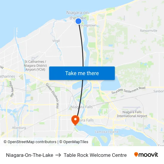 Niagara-On-The-Lake to Table Rock Welcome Centre map