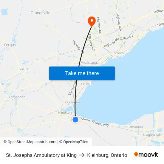 St. Josephs Ambulatory at King to Kleinburg, Ontario map