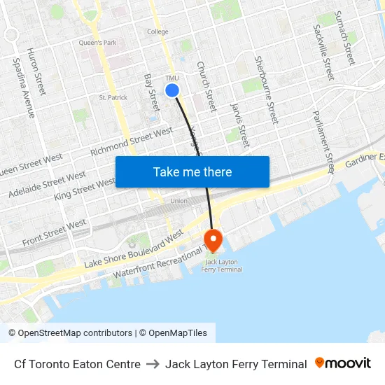Cf Toronto Eaton Centre to Jack Layton Ferry Terminal map