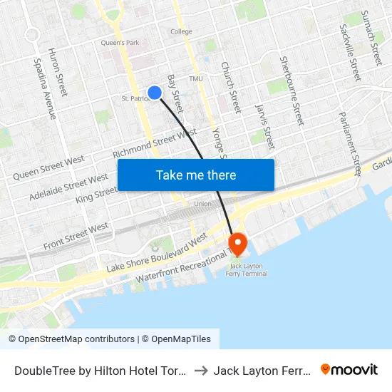 DoubleTree by Hilton Hotel Toronto Downtown to Jack Layton Ferry Terminal map