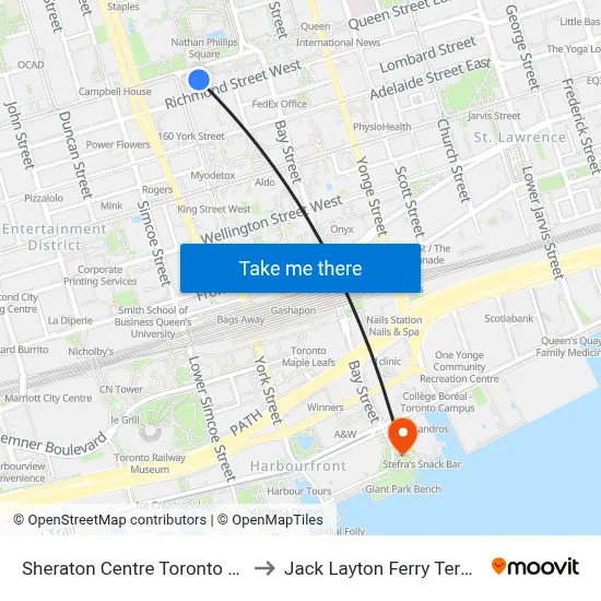 Sheraton Centre Toronto Hotel to Jack Layton Ferry Terminal map