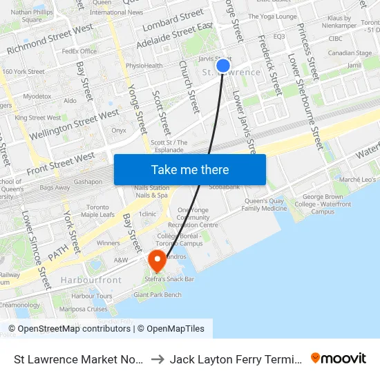St Lawrence Market North to Jack Layton Ferry Terminal map