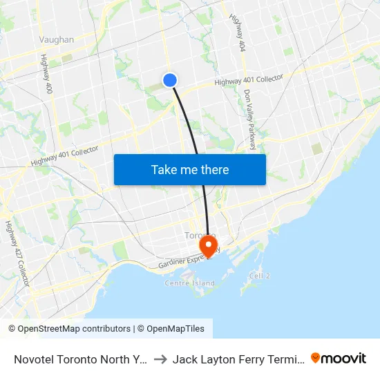 Novotel Toronto North York to Jack Layton Ferry Terminal map