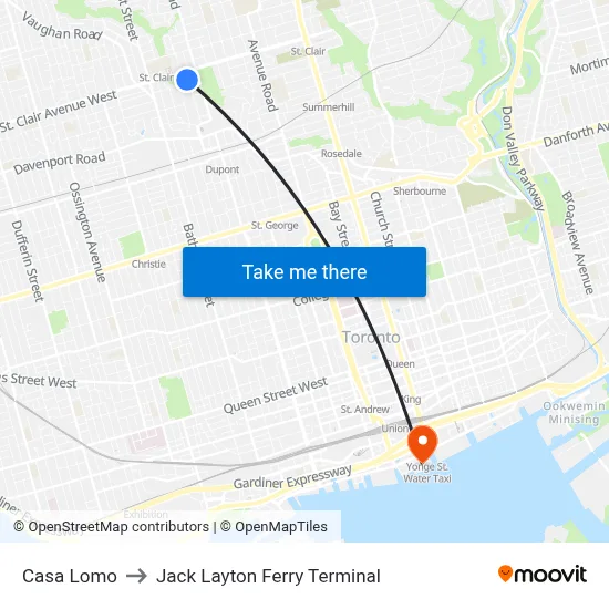 Casa Lomo to Jack Layton Ferry Terminal map