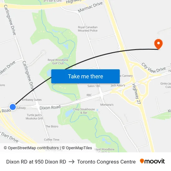 Dixon RD at 950 Dixon RD to Toronto Congress Centre map