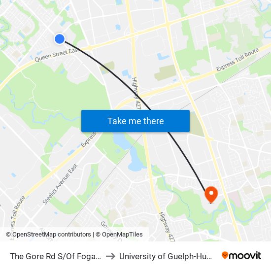 The Gore Rd S/Of Fogal Rd to University of Guelph-Humber map