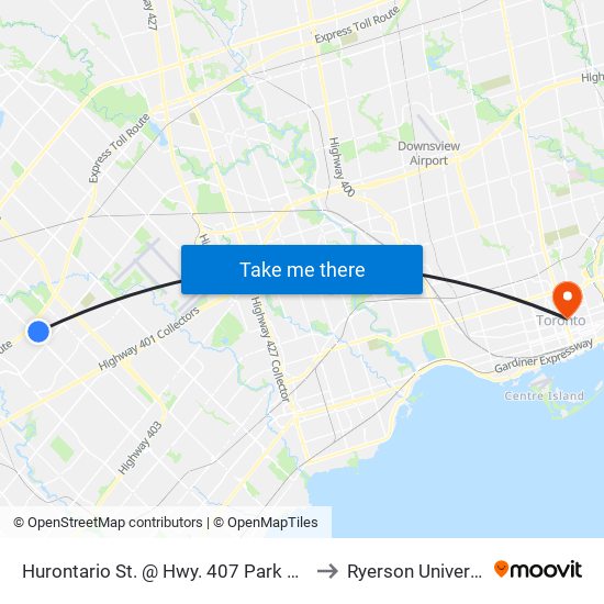 Hurontario St. @ Hwy. 407 Park & Ride to Ryerson University map