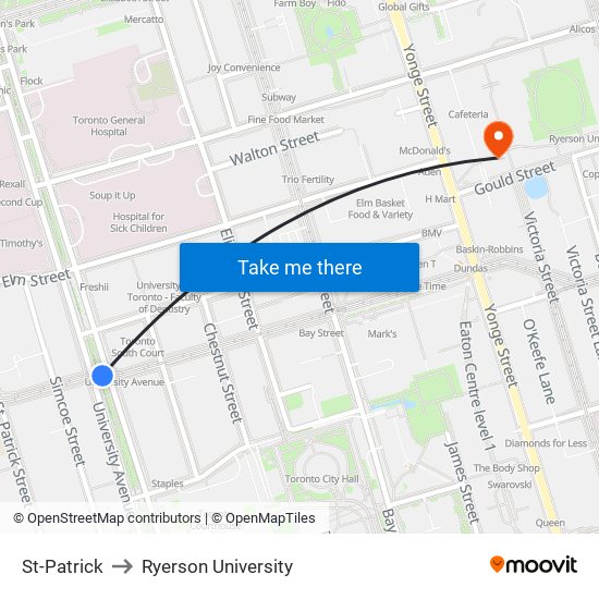 St-Patrick to Ryerson University map