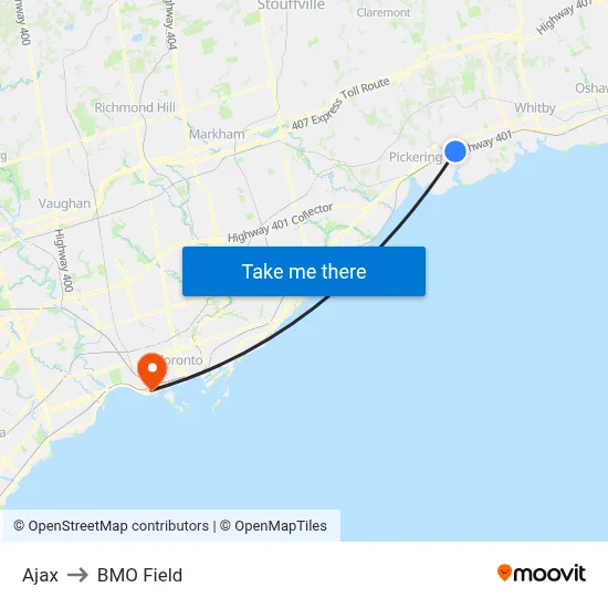 Ajax to BMO Field map