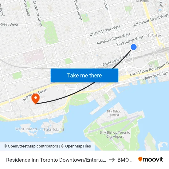 Residence Inn Toronto Downtown/Entertainment District to BMO Field map