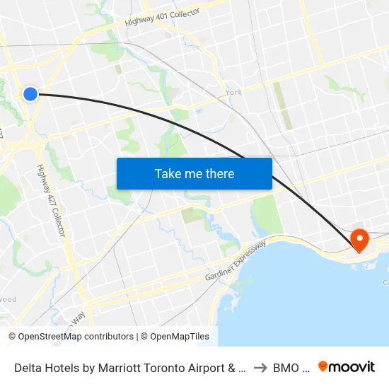 Delta Hotels by Marriott Toronto Airport & Conference Centre to BMO Field map