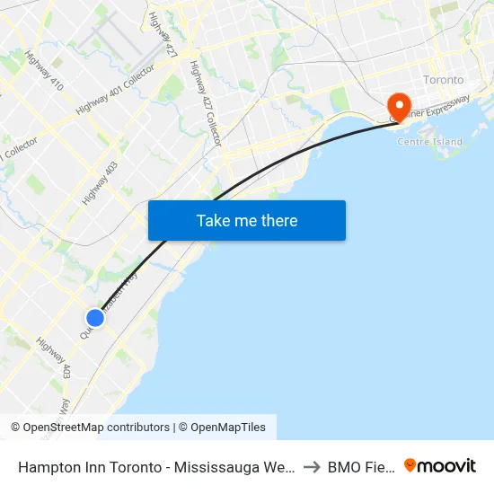 Hampton Inn Toronto - Mississauga West to BMO Field map