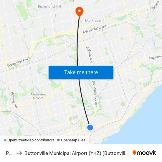 Pape to Buttonville Municipal Airport (YKZ) (Buttonville Municipal Airport) map