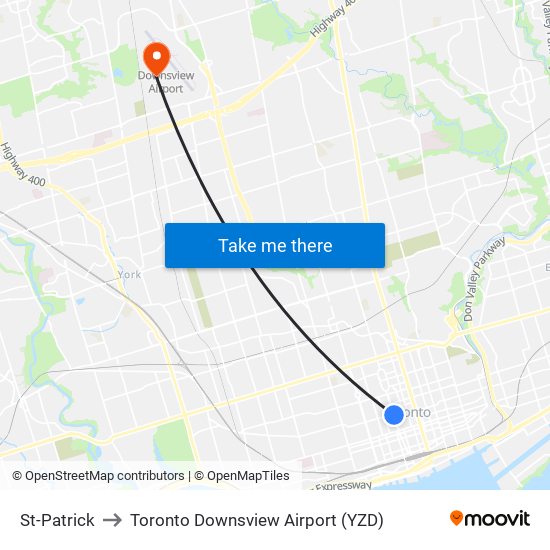 St-Patrick to Toronto Downsview Airport (YZD) map