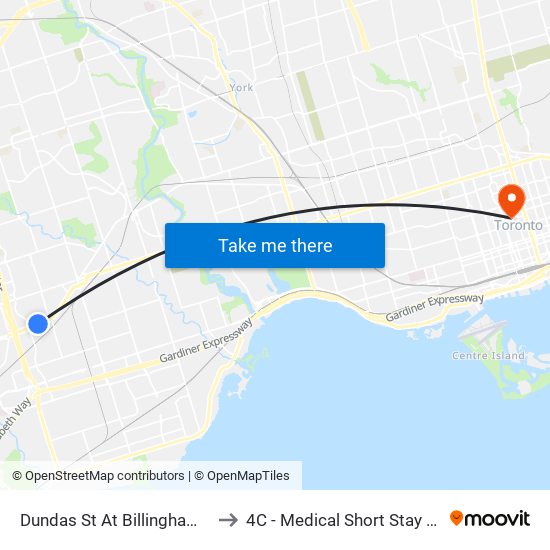 Dundas St At Billingham Rd to 4C - Medical Short Stay Unit map