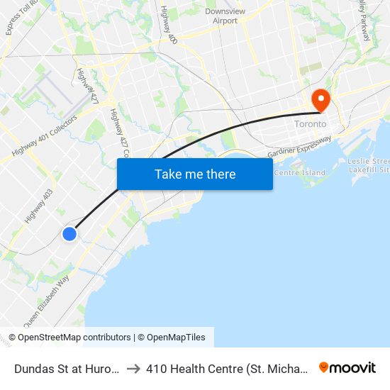 Dundas St at Hurontario St to 410 Health Centre (St. Michael's Hospital) map