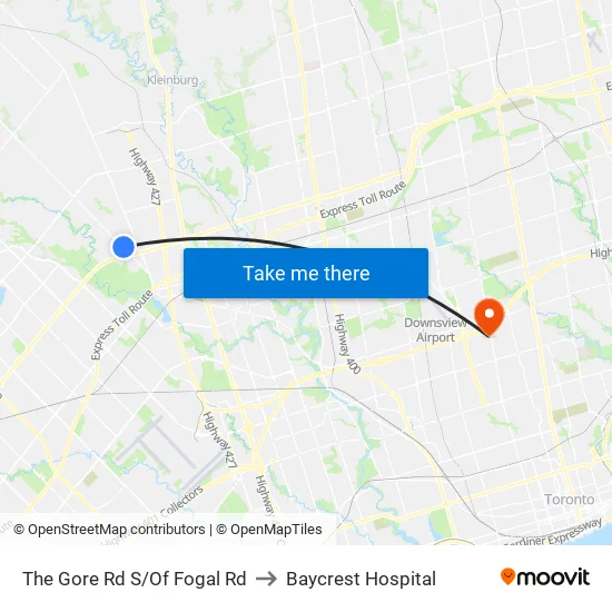 The Gore Rd S/Of Fogal Rd to Baycrest Hospital map