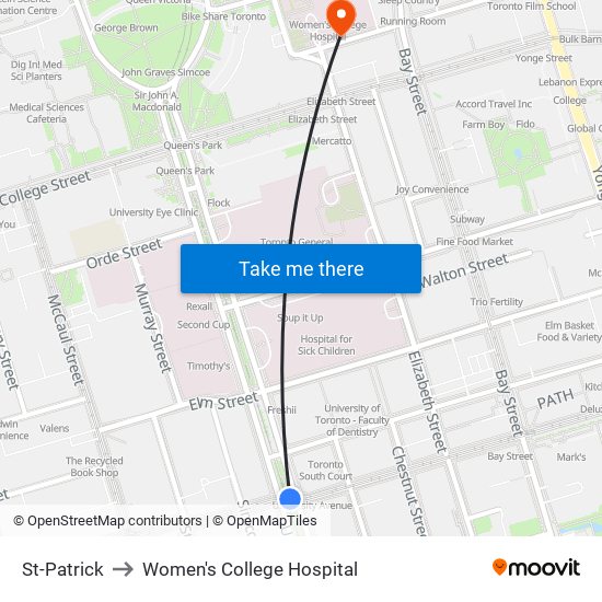 St-Patrick to Women's College Hospital map