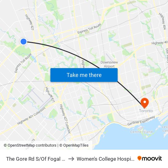 The Gore Rd S/Of Fogal Rd to Women's College Hospital map