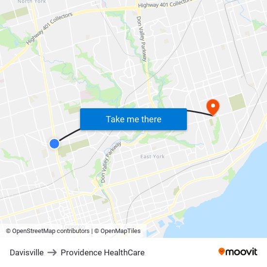 Davisville to Providence HealthCare map