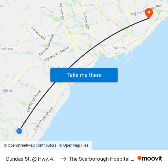 Dundas St. @ Hwy. 407 Park & Ride to The Scarborough Hospital - General Campus map