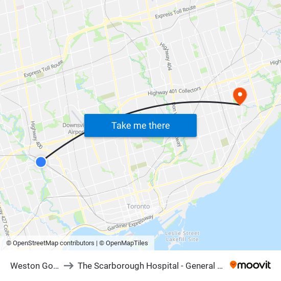 Weston Go/Up to The Scarborough Hospital - General Campus map