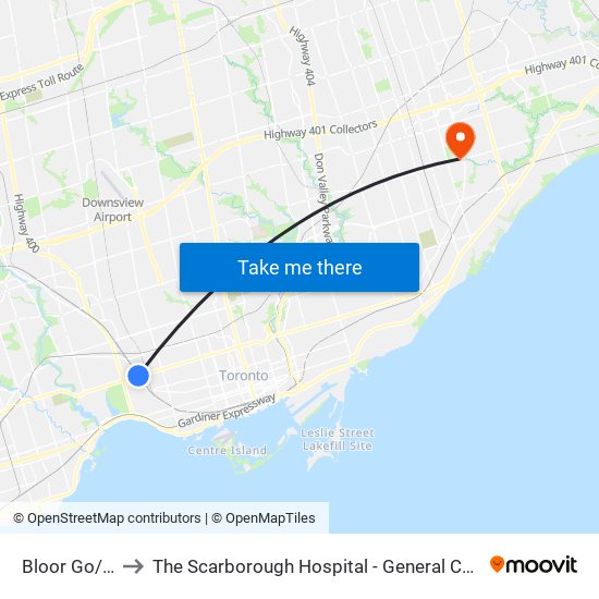 Bloor Go/Up to The Scarborough Hospital - General Campus map