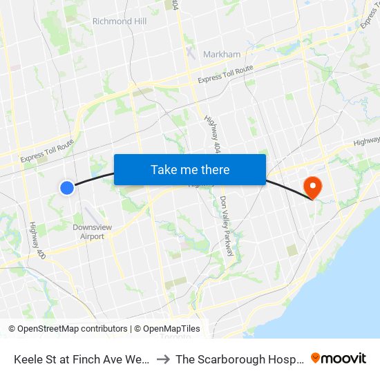 Keele St at Finch Ave West - Finch West Station to The Scarborough Hospital - General Campus map