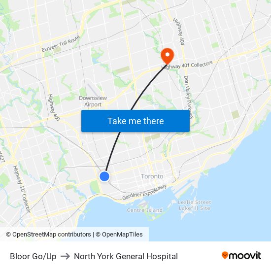 Bloor Go/Up to North York General Hospital map