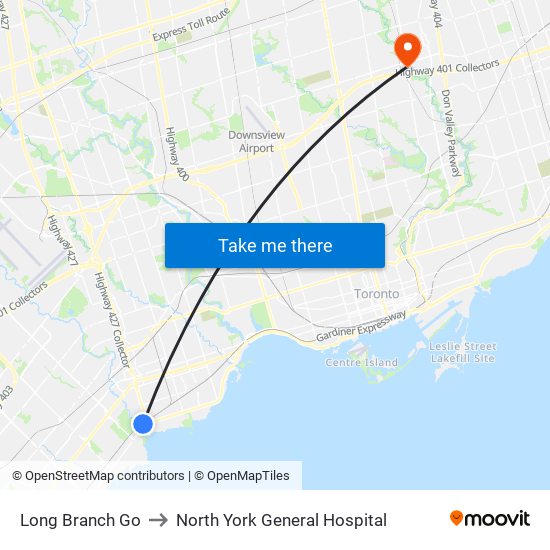 Long Branch Go to North York General Hospital map