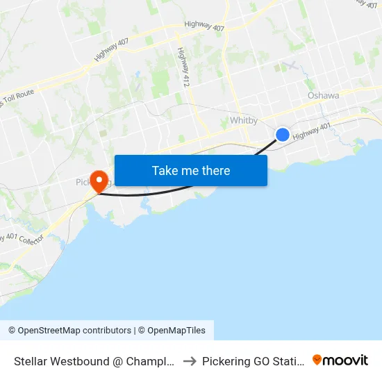 Stellar Westbound @ Champlain to Pickering GO Station map