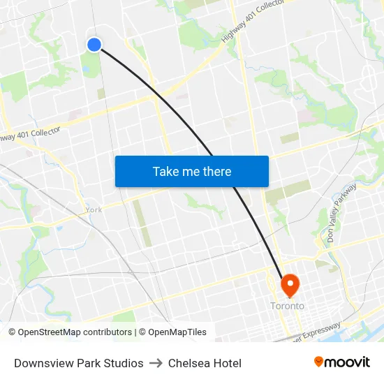 Downsview Park Studios to Chelsea Hotel map