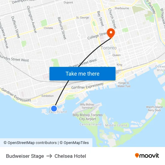 Budweiser Stage to Chelsea Hotel map