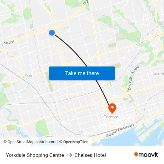 Yorkdale Shopping Centre to Chelsea Hotel map