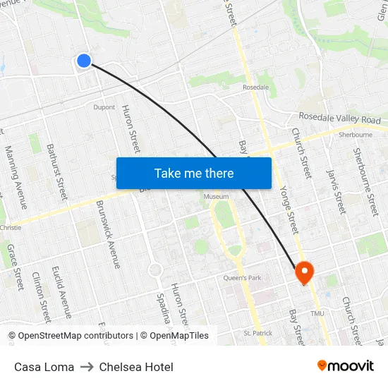 Casa Loma to Chelsea Hotel map