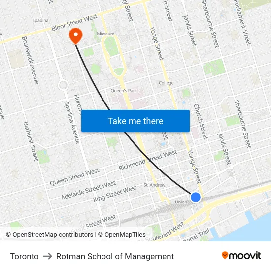 Toronto to Rotman School of Management map